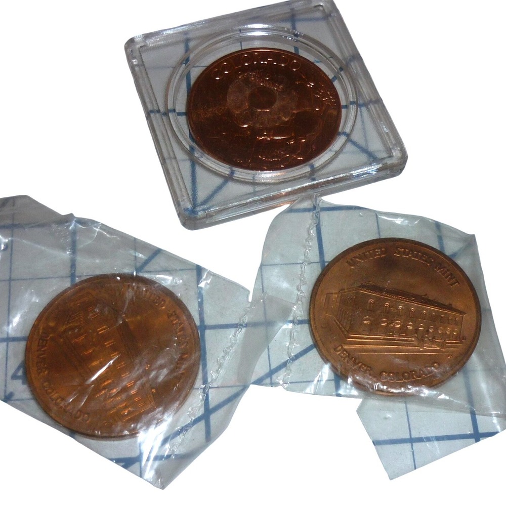 Lot 3 Denver US Mint Bronze Souvenir Medals Sealed Treasury Seal Vintage 38mm